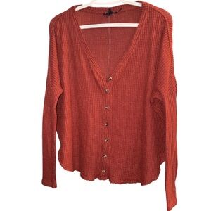 Out From Under | Urban Outfitters Thermal/ Waffle Knit Long Sleeve Henley Top